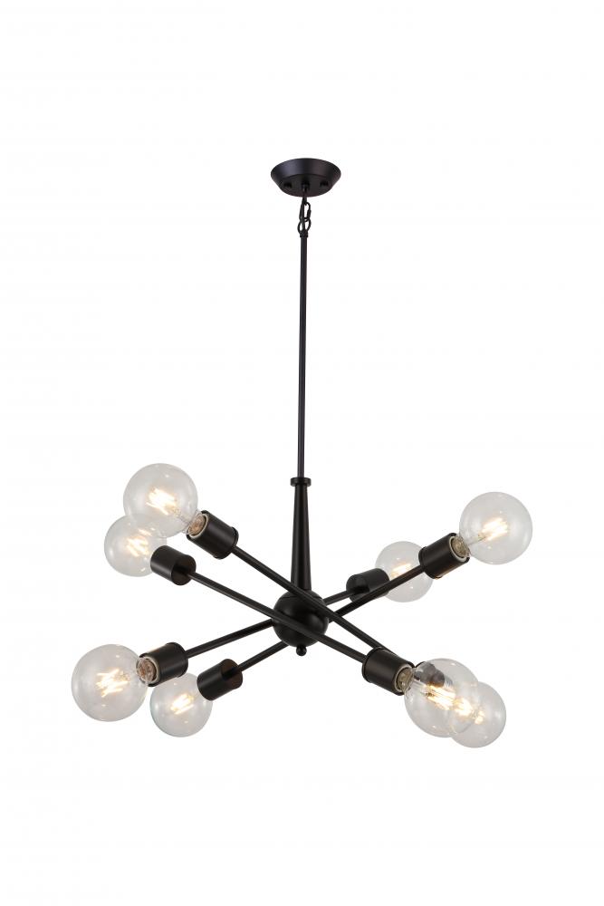 8x60, E26 Light Pendant in Black finish with replaceable sockets in black, Satin Nickel