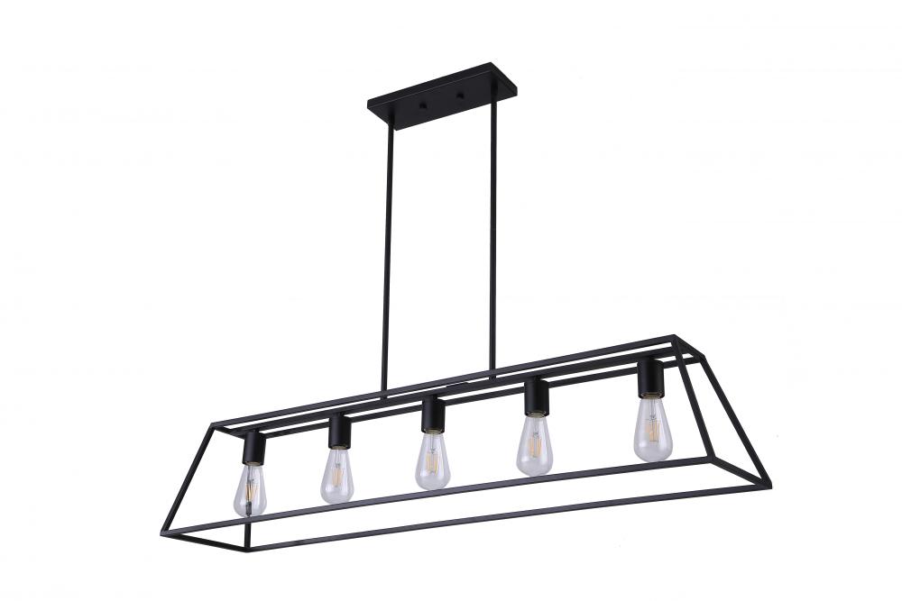 46" Linear Pendant in black finish with replaceable socket rings in Black, Chrome and Gold