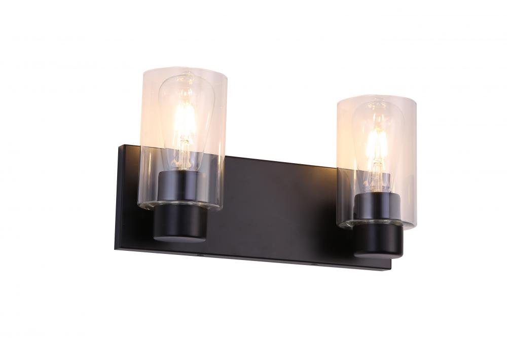2X E12 60W Vanity Light in Black finish with replaceable socket rings in Black and Gold finish