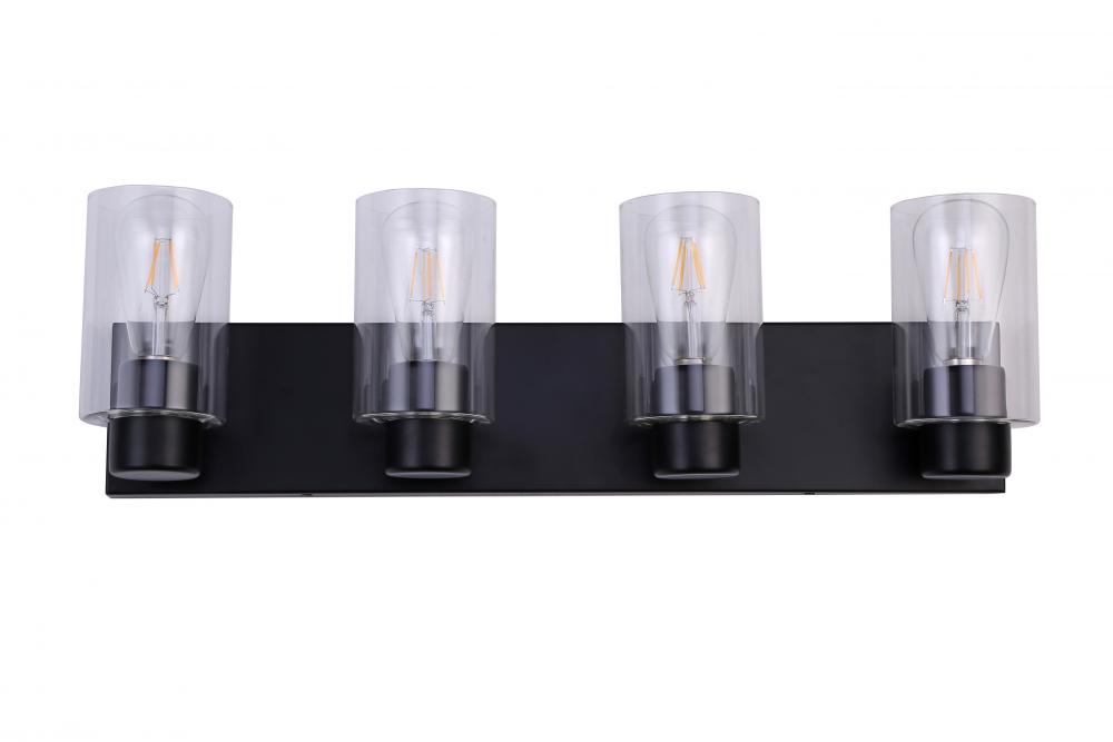 4X E12 60 W Vanity Light in Black finish with replaceable socket rings in Black and Gold finish