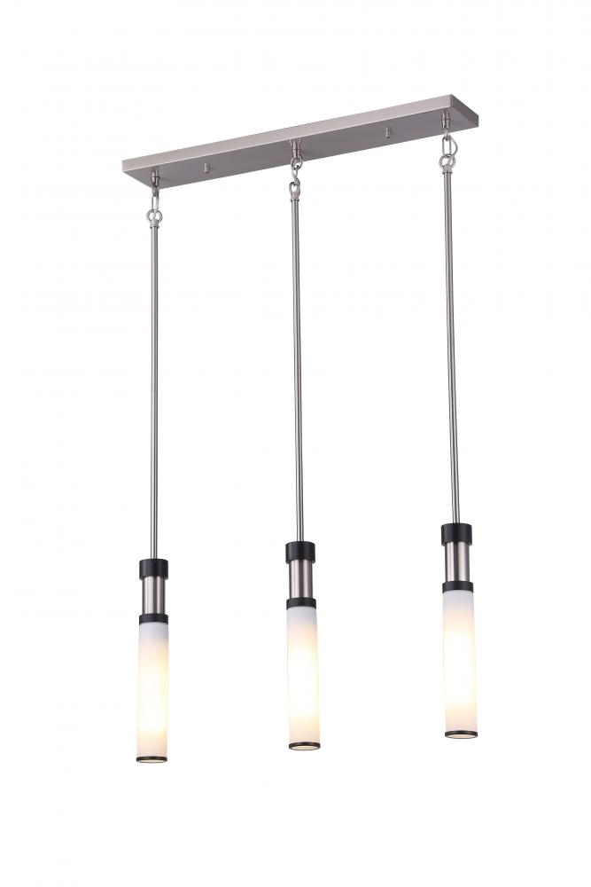 25" 3 Light Multi-Head Pendant With 3x25 W E26 Medium Base frame in Satin Nickel Finish