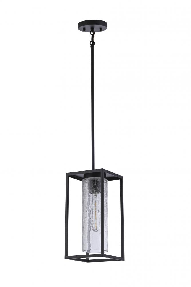 5.5", 1x60W, E26 Pendant in black finish with Crackled glass Suitable for Indoor / outdoor