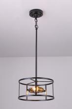 Lit Up Lighting LIT2431BK-GD - 12" 2x60W E26 Pendant in black finish with Gold sockets with chain and loop