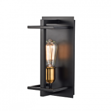 Lit Up Lighting LIT2487BK-GD - 12" Wall Sconce in Black finish with Gold socket rings