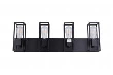 Lit Up Lighting LIT3124BK-GD - 4x 60W E26 Vanity in black finish with Gold Sockets, Dimensions : L=29.5" E=4.5" H=9.5"