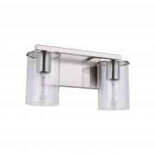 Lit Up Lighting LIT6122SN+MC -CL - 2 Light Vanity in Satin Nickel and Black finish frame with replaceable Socket Rings