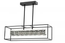 Lit Up Lighting LIT6402BK-CRY - 30" 30W LED Linear Pendant Initial Lumens 2300 In 3000K, In Black Finish with K9 Crystal