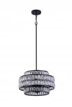 Lit Up Lighting LIT7432BK-CRY - 16" 4xE26 60W Pendant in black finish with K9Crystal comes with 3x12", 1x6", 1x3" Pi