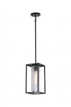Lit Up Lighting LIT7730BK-CR - 6.5", 1x60W, E26 Pendant in black finish with Crackled glass, suitable for indoor / outdoor