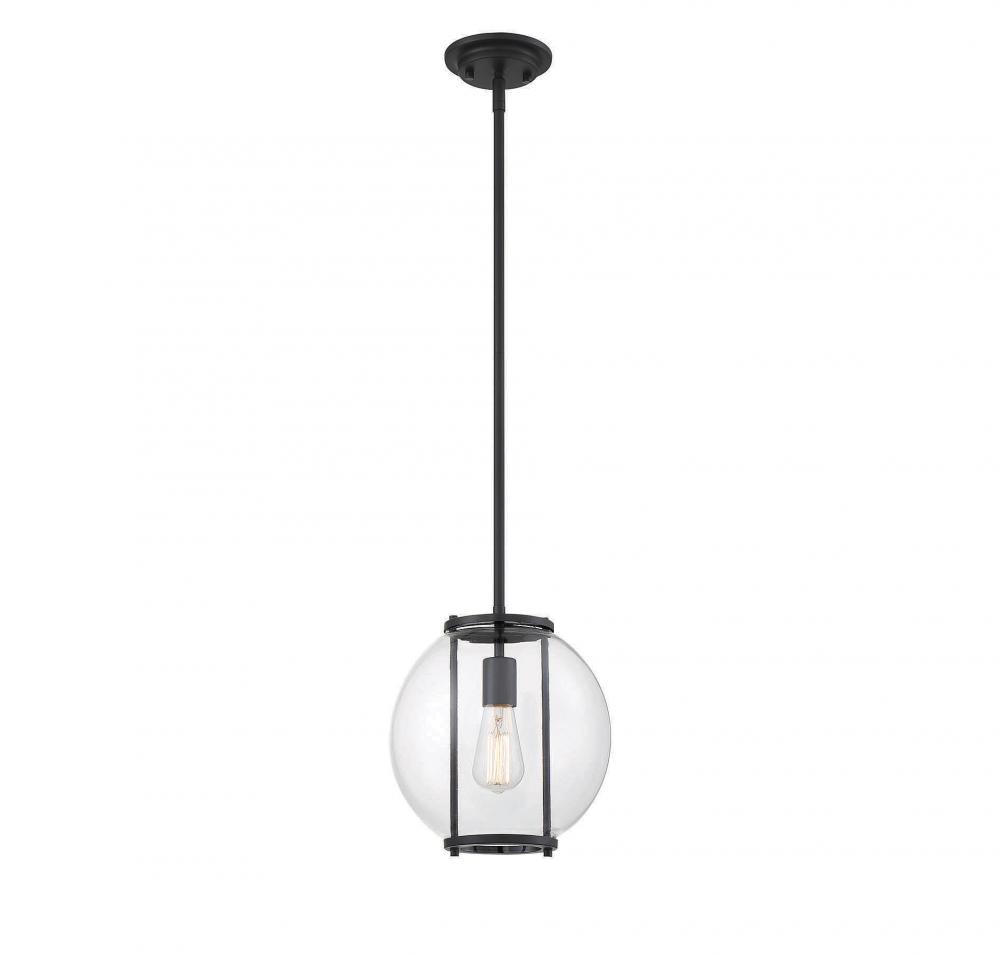 1-Light Outdoor Hanging Lantern in Matte Black