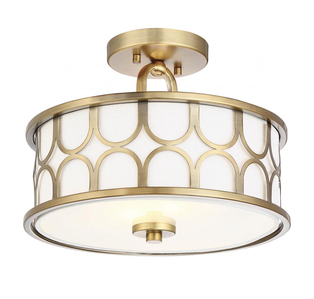 2-Light Ceiling Light in Natural Brass