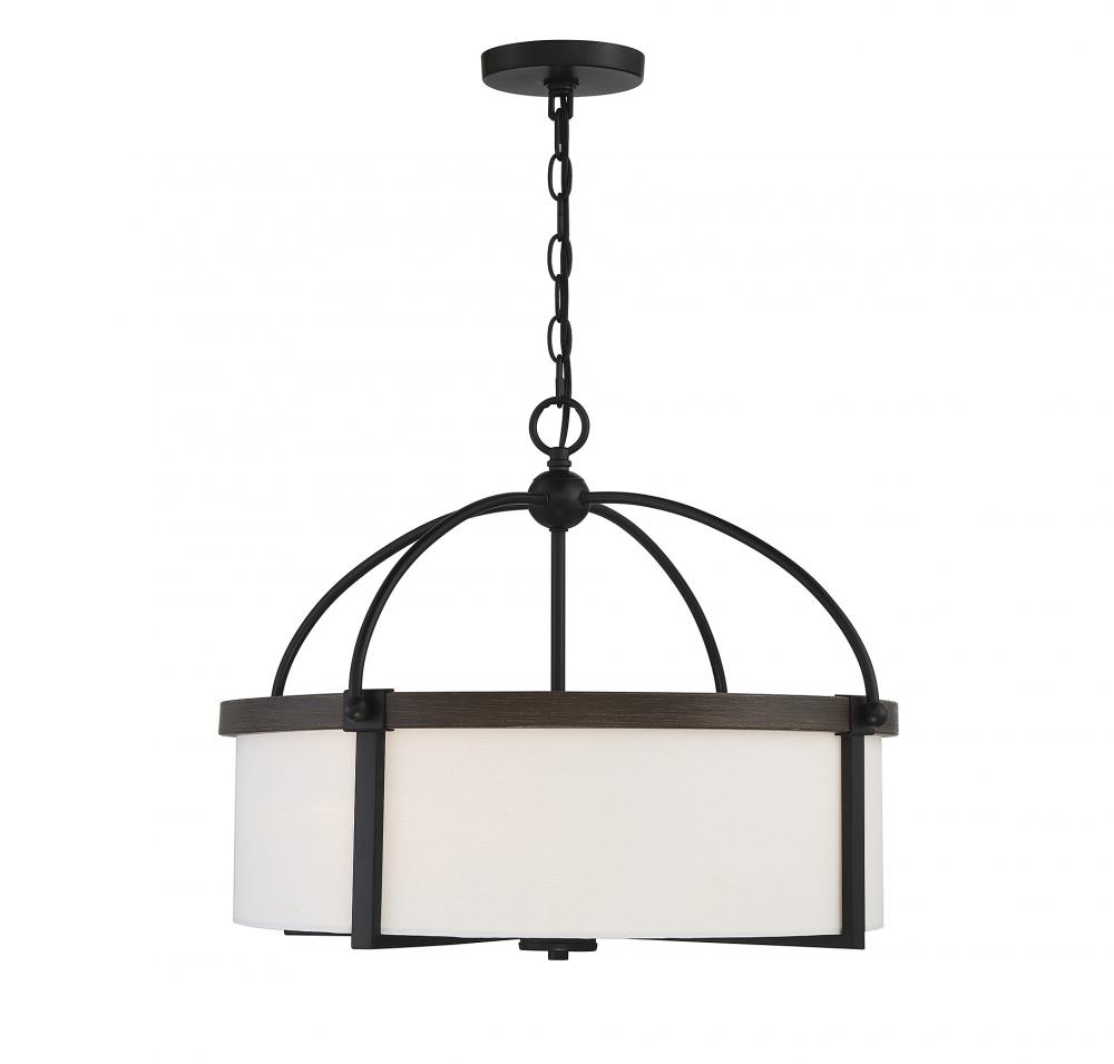 4-light Pendant In Oil Rubbed Bronze With Wood Bronze