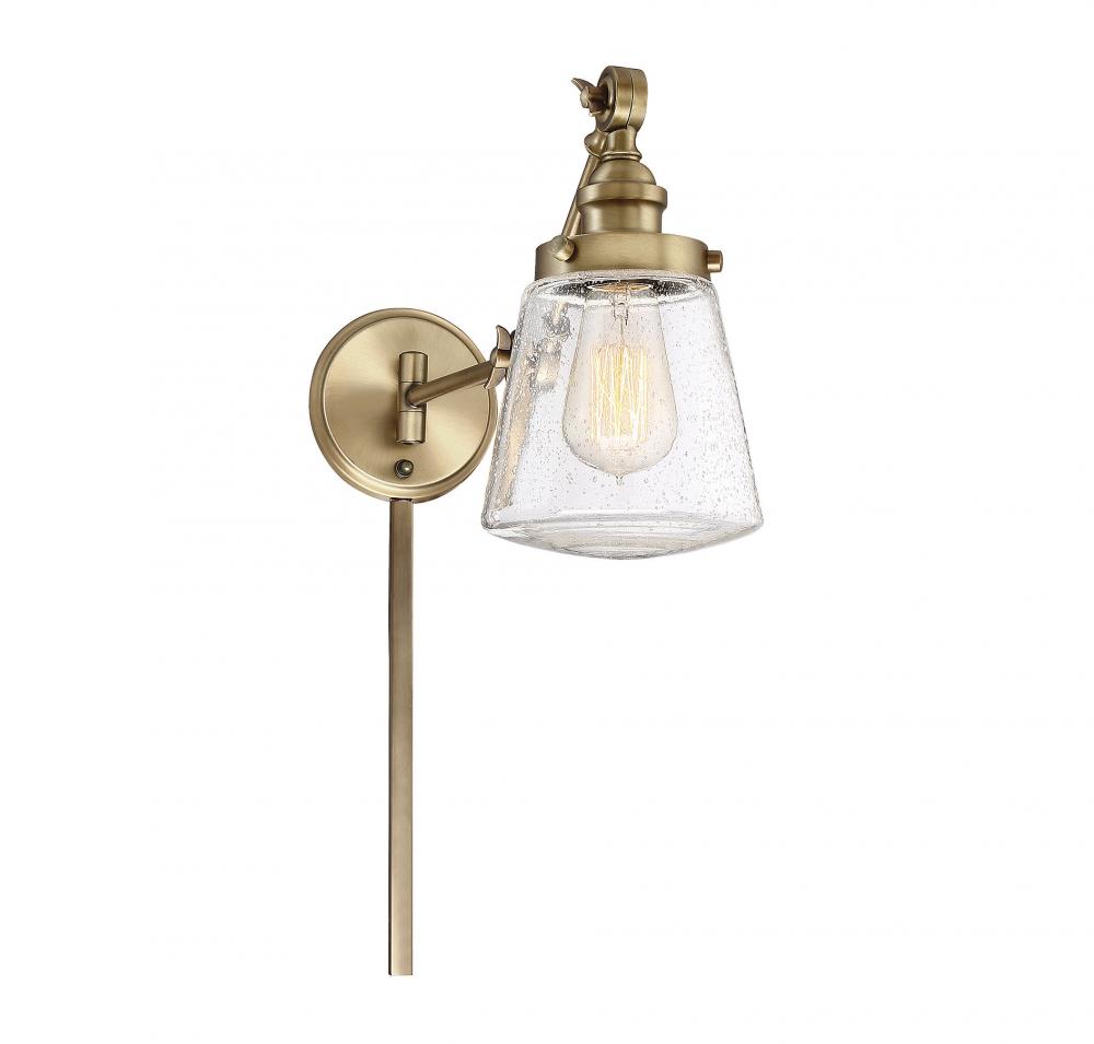 1-Light Adjustable Wall Sconce in Natural Brass