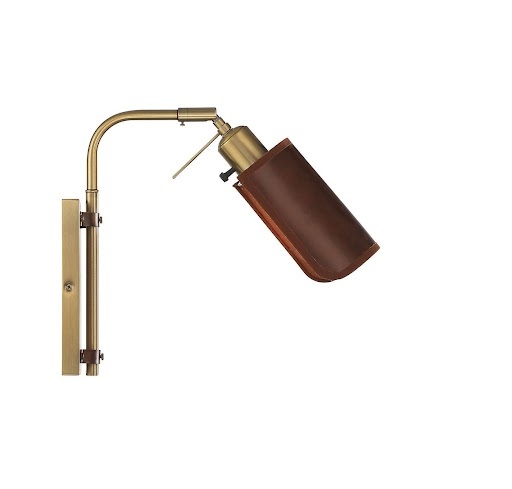 1-Light Adjustable Wall Sconce in Natural Brass