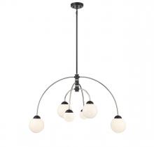 Savoy House Meridian CA M100114MBKPN - 6-Light Chandelier in Matte Black with Polished Nickel
