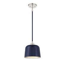 Savoy House Meridian CA M70118NBLPN - 1-Light Pendant in Navy Blue with Polished Nickel