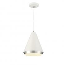 Savoy House Meridian CA M70122WHPN - 1-Light Pendant in White with Polished Nickel