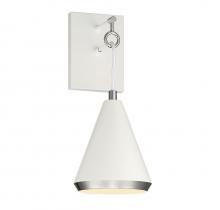 Savoy House Meridian CA M90066WHPN - 1-Light Wall Sconce in White with Polished Nickel