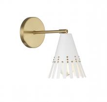 Savoy House Meridian CA M90103WHNB - 1-Light Adjustable Wall Sconce in White with Natural Brass