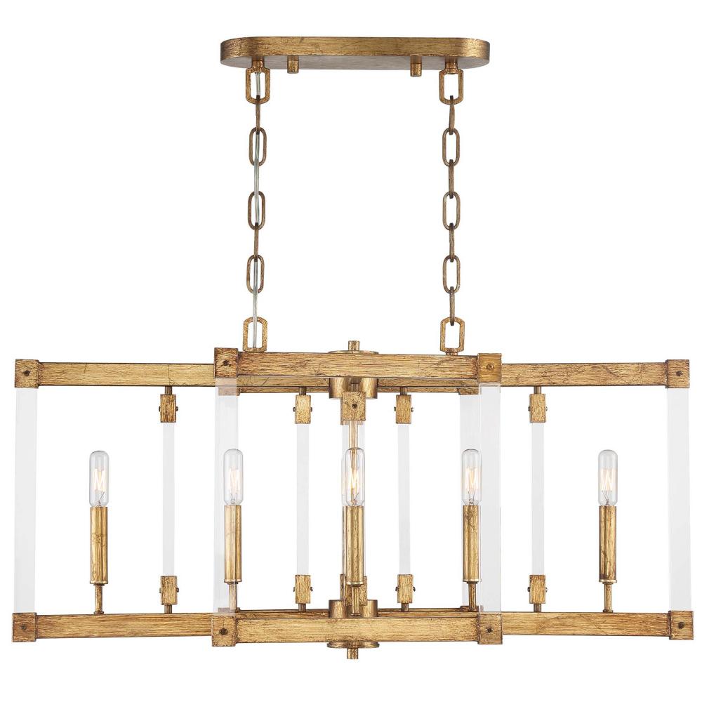 Halcyon 6-Lt Linear Pendant - Antiqued Gold Leaf