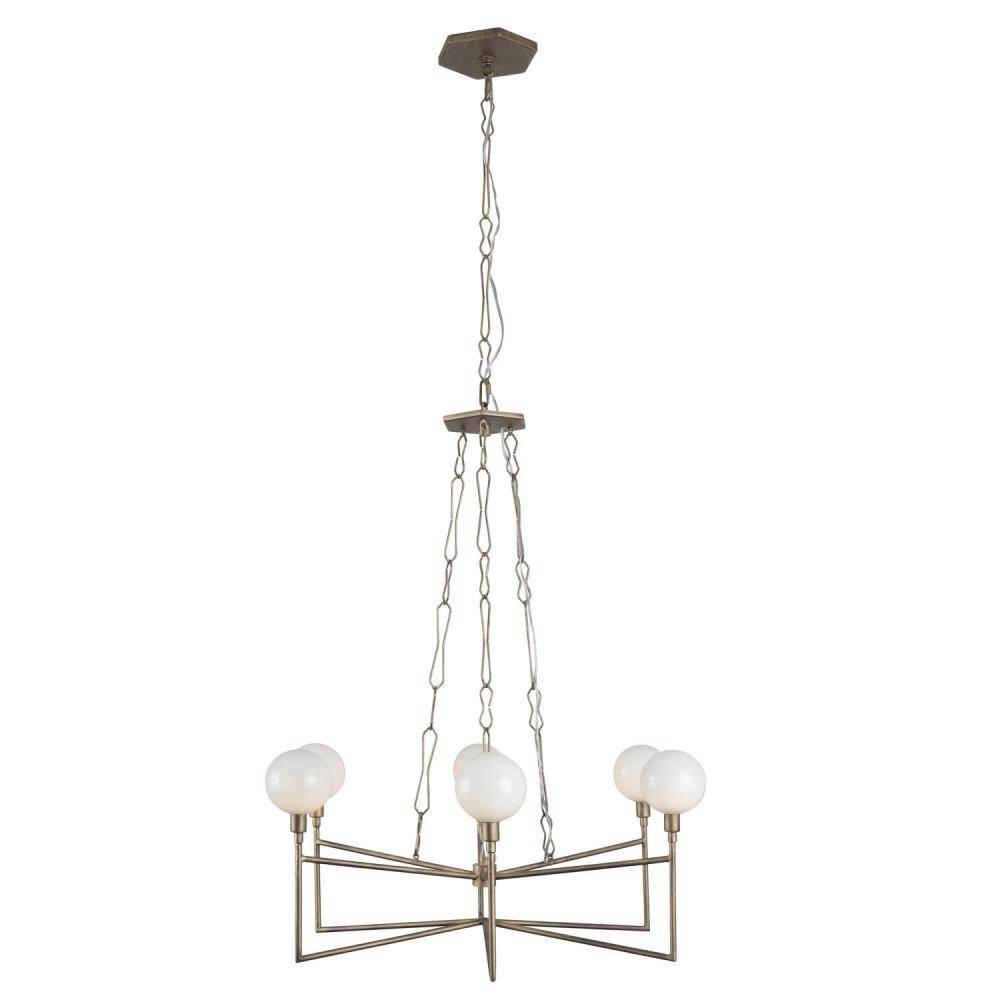 Bodie 6-Lt Chandelier w/ Glossy Opal White Glass - Havana Gold