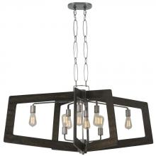 Varaluz 268N08SL - Lofty 8-Lt Linear Pendant - Steel/Zebrawood