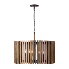 Varaluz 387P08MBW - Suratto 8 Light Pendant - Matte Black/Medium Walnut