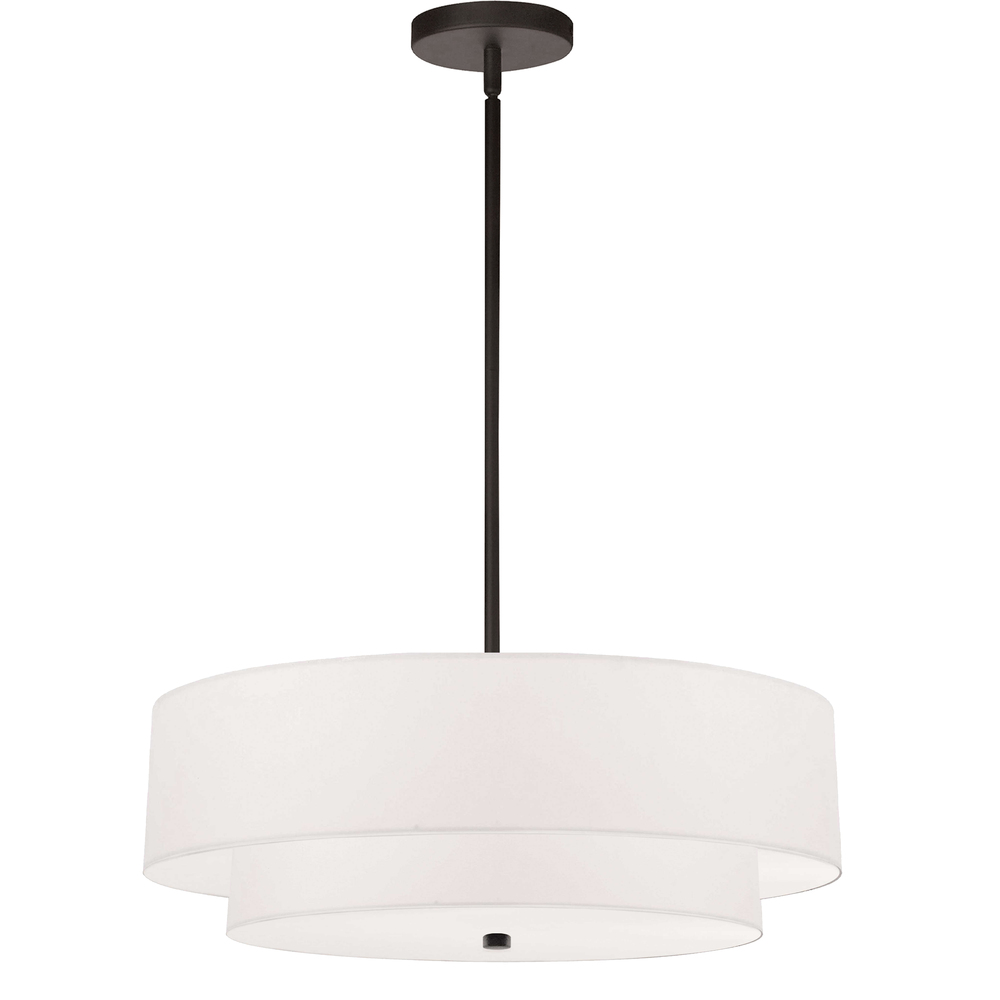 4LT Incand 2 Tier Pendant, MB w/ WH Shade
