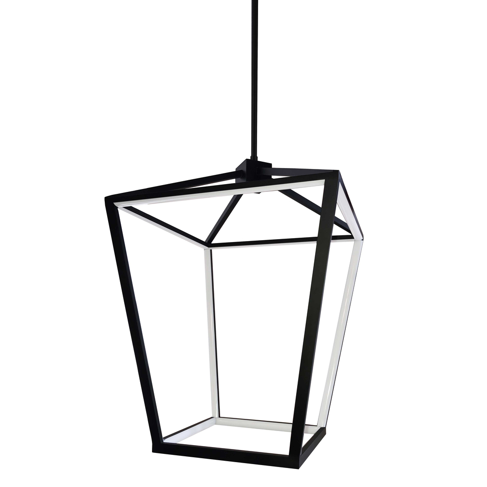 46W Chandelier, Matte Black with White Diffuser