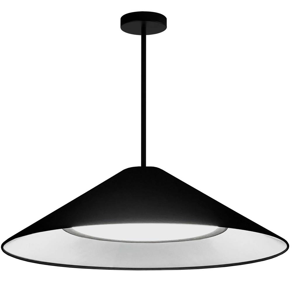 30W Pendant, Matte Black w/ Fabric Shade