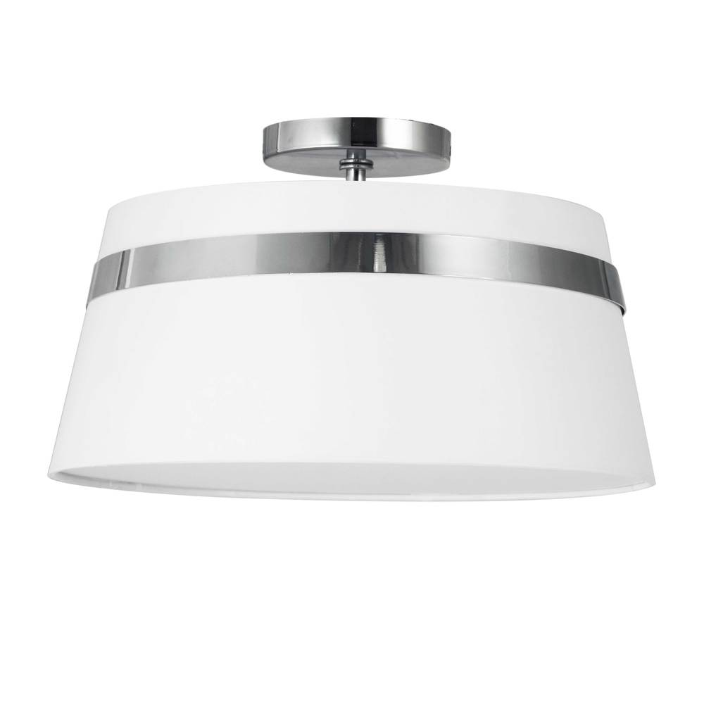 3LT Semi-Flush Mount,  PC w/ WH Shade