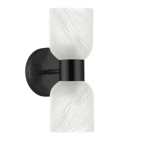 Dainolite VND-102W-MB-ALB - 2 Light Wall Sconce, Matte Black w/ Faux Alabaster