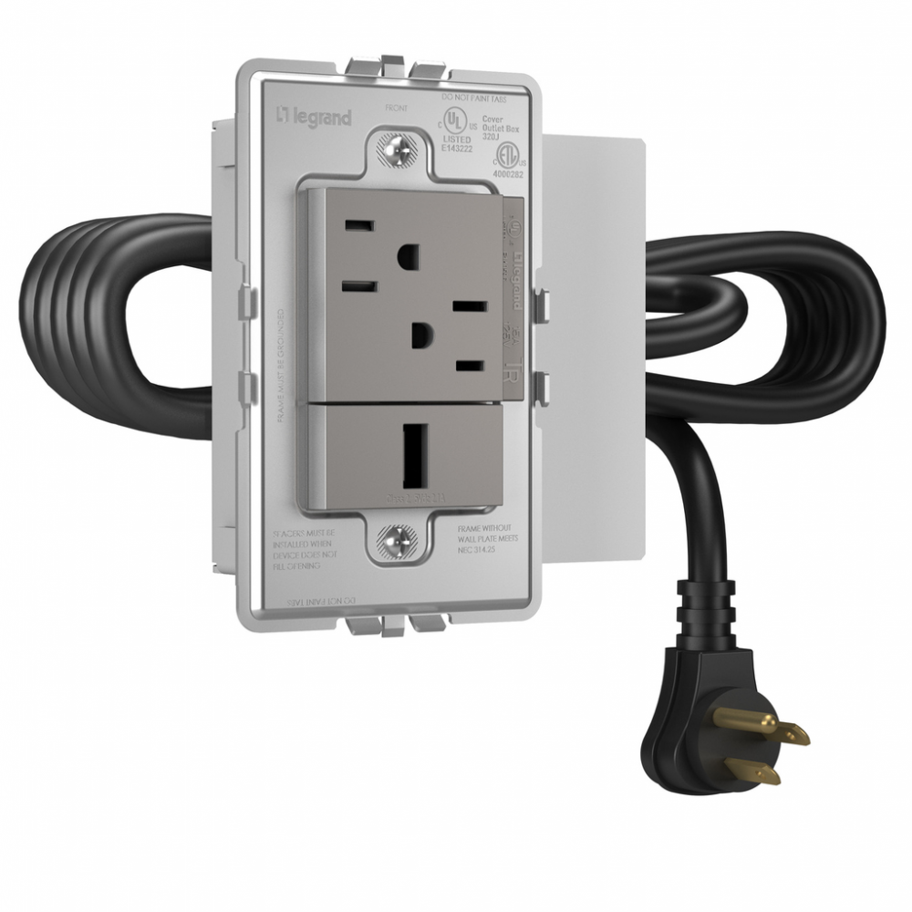 Furniture Power, Outlet and USB Port, Magnesium