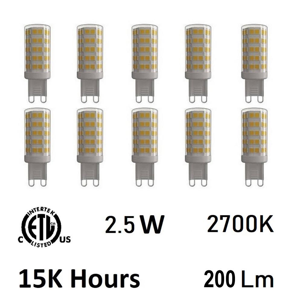 2.5 Watt G9 LED Bulb 3000K (Set of 10)