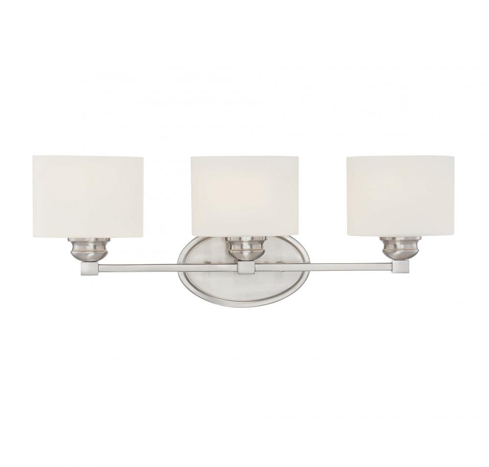 Kane 3-Light Bathroom Vanity Light in Satin Nickel