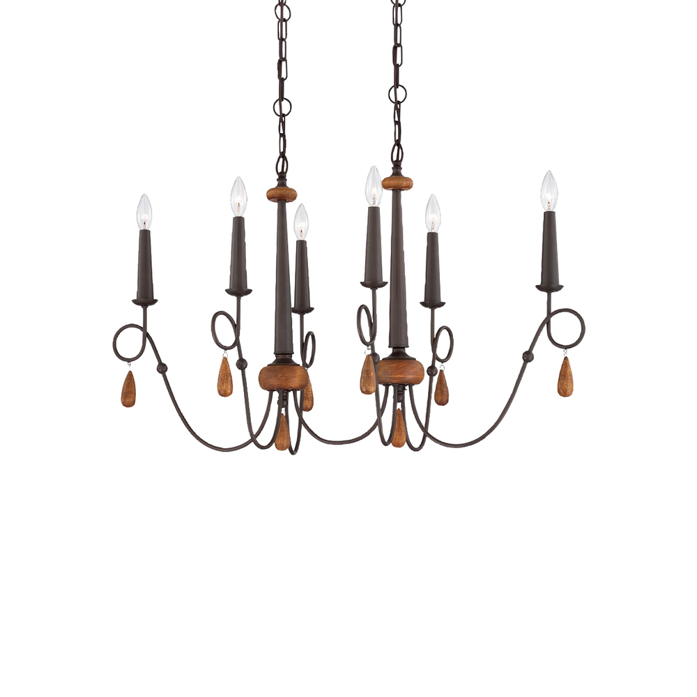 Corso, 6Lt Chandelier, Oval, Wood