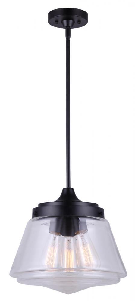 MEYER, IPL728B03BK, MBK Color, 3 Lt Rod Pendant, Clear Glass, 60W Type A, 12.75" W x 13 - 63.75&