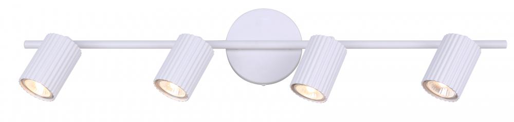 REXTON 4 Light 29 in. Ceiling/Wall Matte White Track Light Kit with Matte White Metal Shade