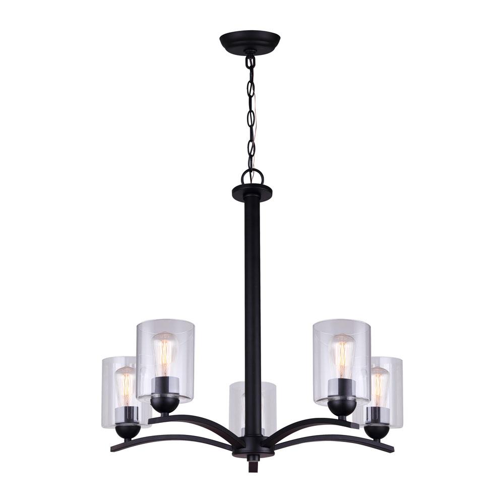 HAMPTON, ICH370A05BK-CL, MBK Color, 5 Lt Chain Chandelier, Clear Glass, 60W Type A