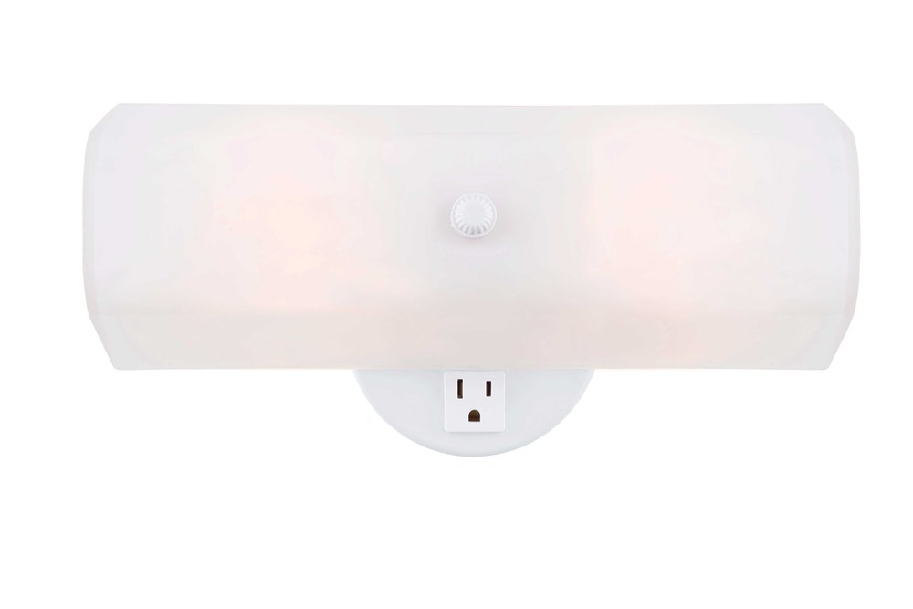 Vanity, 2 Light, White Glass, 60W Type A, 12 IN W x 4 .5 IN H x 4 .5 IN D