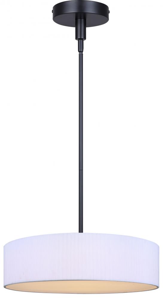 CARMYNN, MBK , 16.25" W Cord LED Chandelier, White Ribbed Shade, 20W LED (Int.), Dimm., 2000 lm