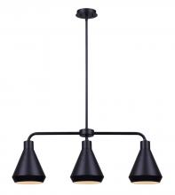 Canarm IPL1020A03BK - BYCK, MBK Color, 3 Lt Pendant, 60W Type A, 32" W x 15 - 63" H