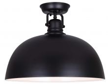 Canarm IFM622A16BK - Polo 16 in. 1-Light 100-Watt Modern Matte Black Flush Mount with Matte Black Metal Shade