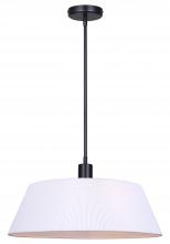 Canarm IPL1201A03BK20 - 3 Lt 20inch Width Rod Pendant, White Ribbed Fabric Shade, 60W Type A, 20inch W x 13 - 61inch H