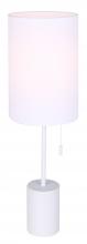 Canarm ITL1164A23WH - FLINT, MWH Color, 1 Lt Table Lamp, White Fabric Shade, 60W Type A