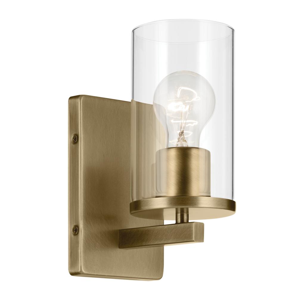 Crosby 4.5" 1-Light Wall Sconce with Clear Glass in Natural Brass