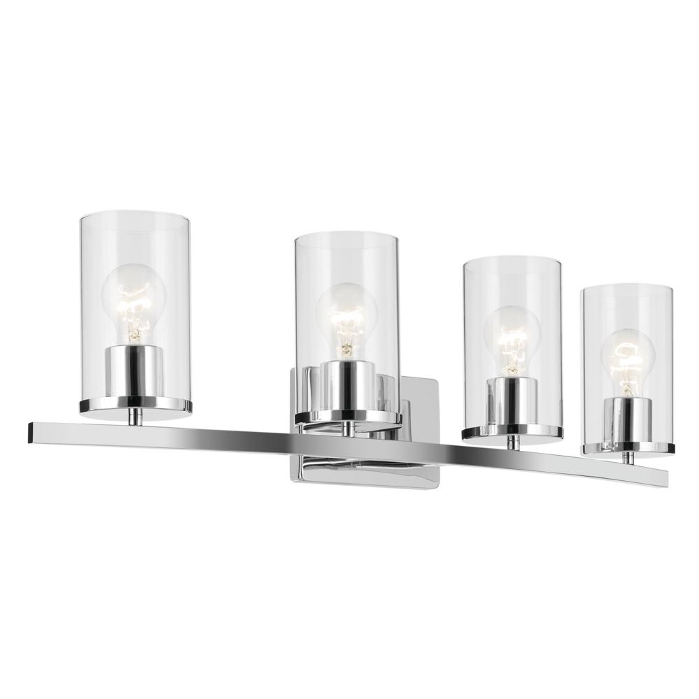Crosby 31.25" 4-Light Vanity Light with Clear Glass in Chrome