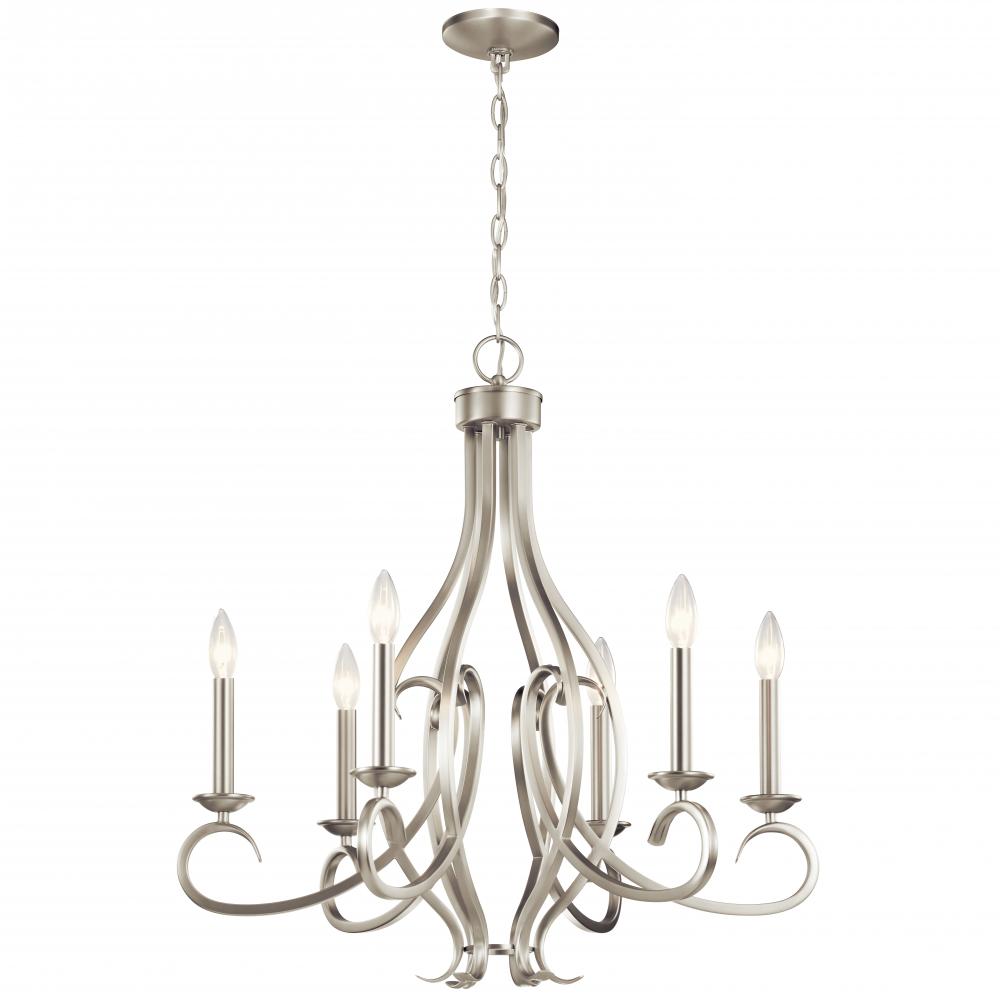 Ania 6 Light Chandelier Brushed Nickel