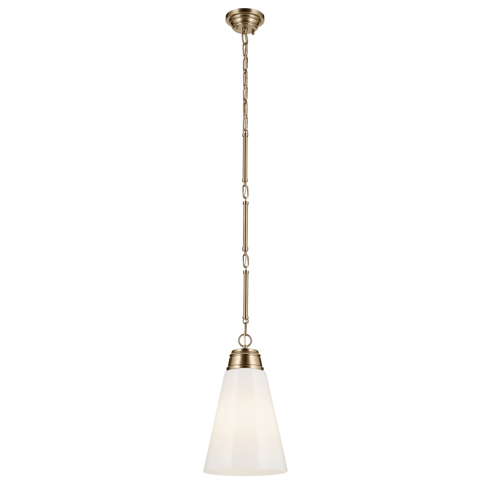 Marsailli 19" 1-Light Medium Pendant with Opal Glass in Champagne Bronze