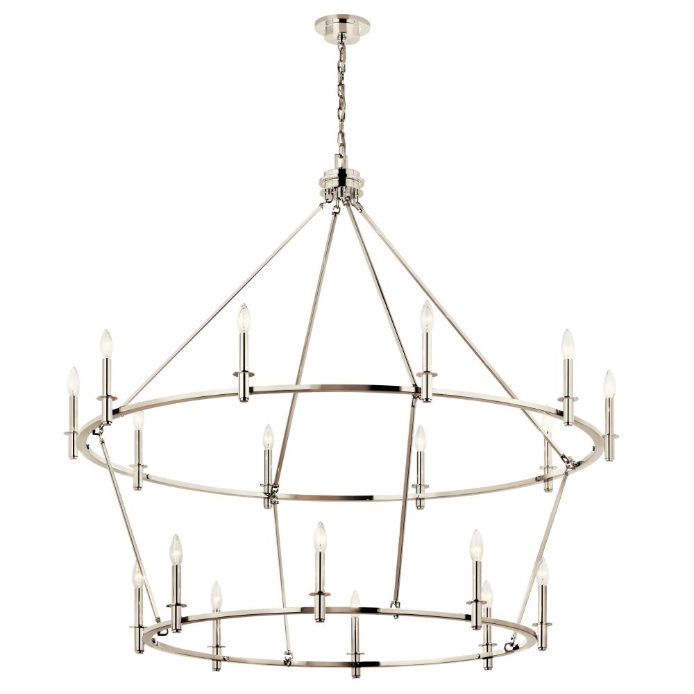 Carrick 54.25 Inch 18 Light 2-Tier Chandelier in Polished Nickel